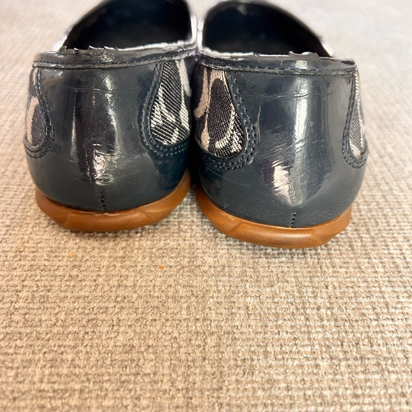 Coach Women's Canvas Leather Signature Slip-On Ballet Flats Blue Size 8 - Picture 3 of 8